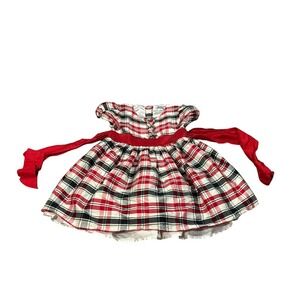 Hartstrings Baby Girls Holiday Plaid Dress 5M Red Tartan Ruffle Hem Christmas